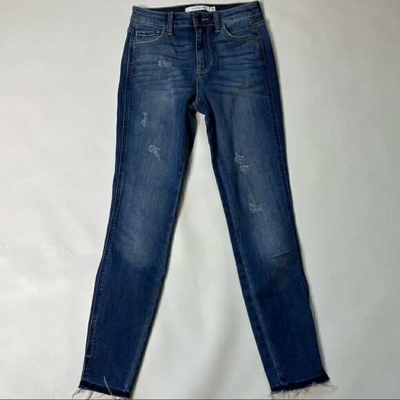Disclosed | Hi-Rise Factory Distressed Raw Hem Skinny Jeans - Picture 1 of 6